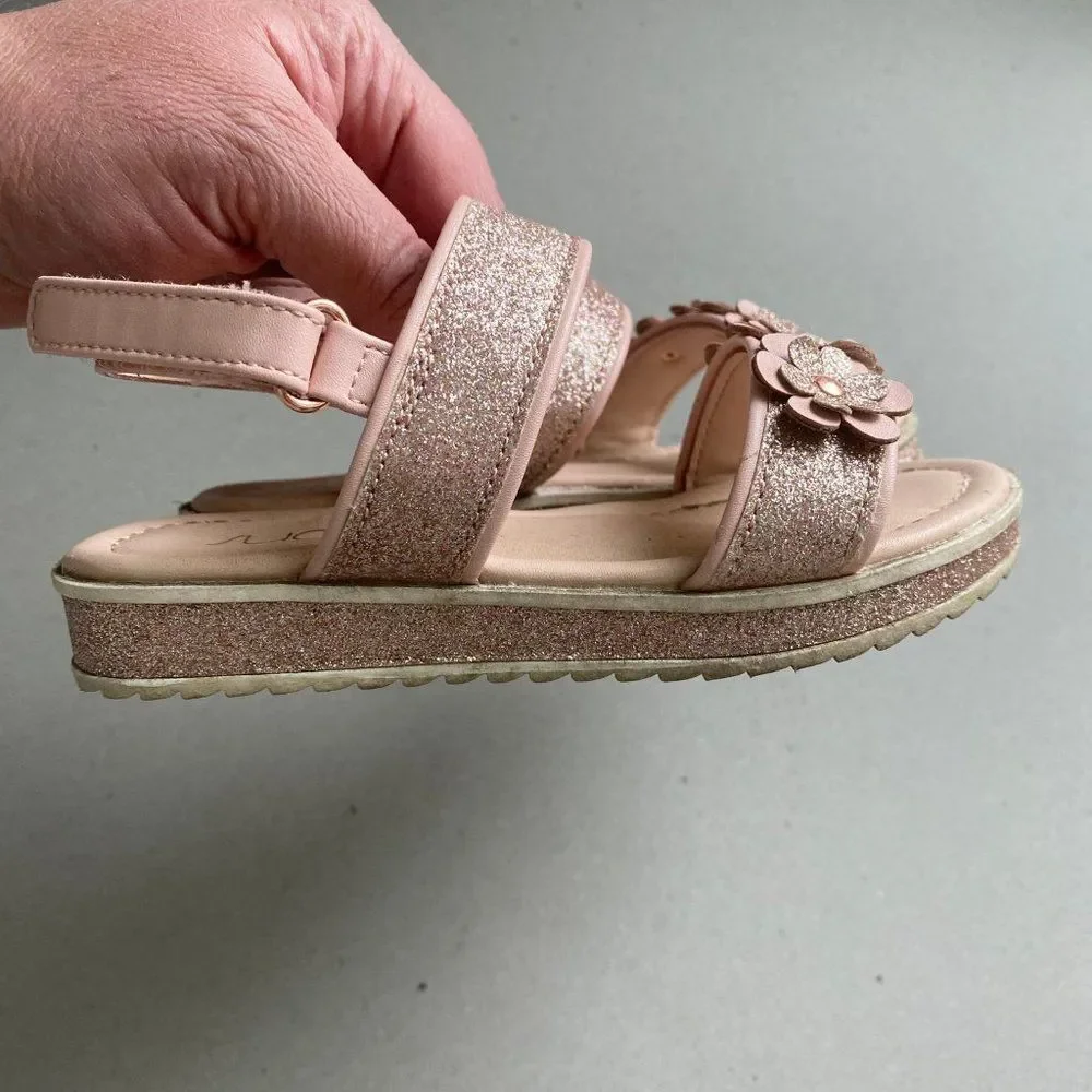 Sugar Girl's Glittery Open Toe Sandal, Size 9M